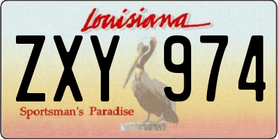 LA license plate ZXY974