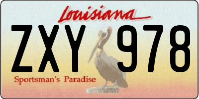 LA license plate ZXY978