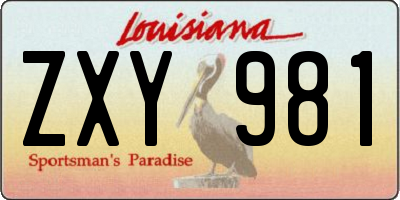 LA license plate ZXY981