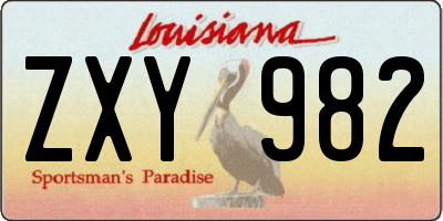 LA license plate ZXY982