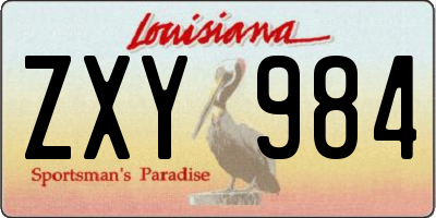 LA license plate ZXY984