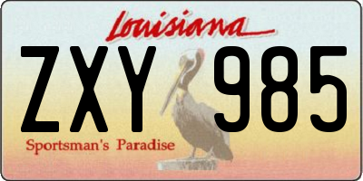 LA license plate ZXY985