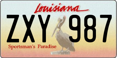 LA license plate ZXY987