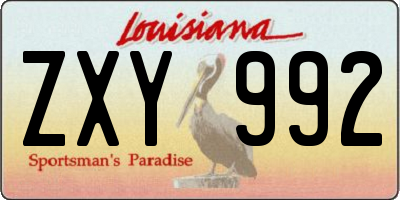 LA license plate ZXY992