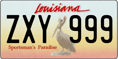 LA license plate ZXY999