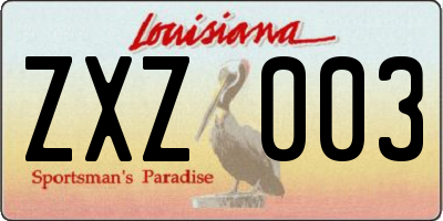 LA license plate ZXZ003