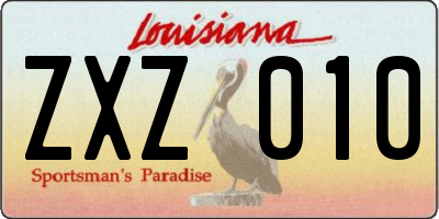 LA license plate ZXZ010