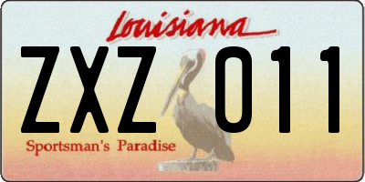 LA license plate ZXZ011