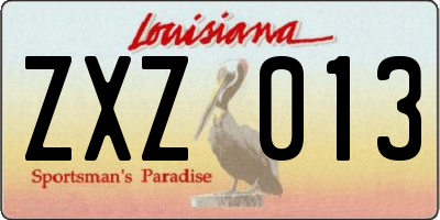 LA license plate ZXZ013