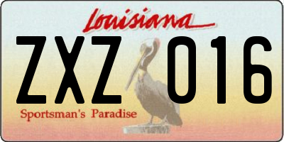 LA license plate ZXZ016