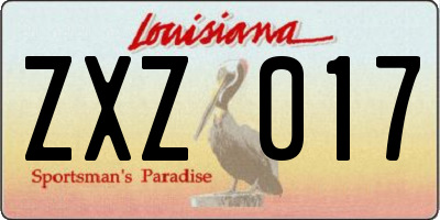 LA license plate ZXZ017