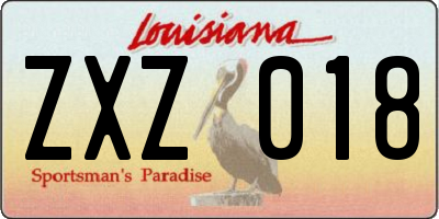 LA license plate ZXZ018