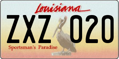 LA license plate ZXZ020