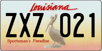 LA license plate ZXZ021
