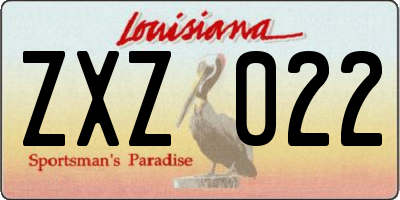 LA license plate ZXZ022