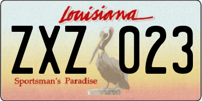 LA license plate ZXZ023