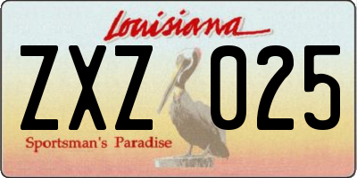 LA license plate ZXZ025