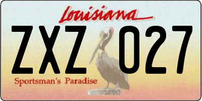 LA license plate ZXZ027