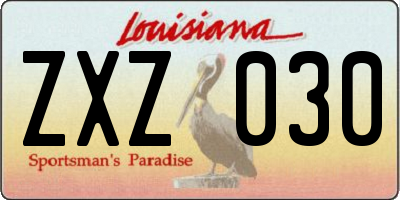 LA license plate ZXZ030