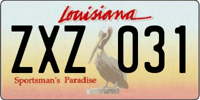 LA license plate ZXZ031