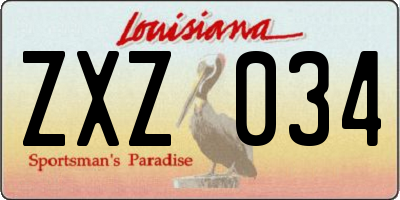LA license plate ZXZ034
