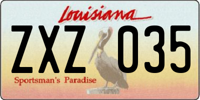 LA license plate ZXZ035