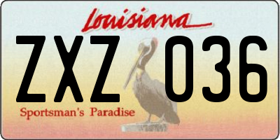 LA license plate ZXZ036