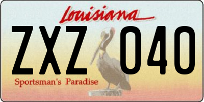 LA license plate ZXZ040