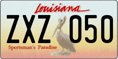 LA license plate ZXZ050