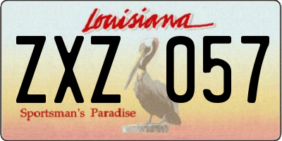 LA license plate ZXZ057