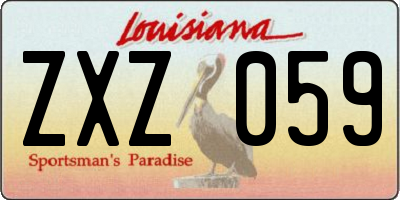 LA license plate ZXZ059
