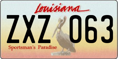 LA license plate ZXZ063