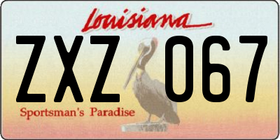 LA license plate ZXZ067