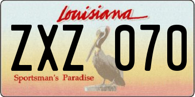 LA license plate ZXZ070