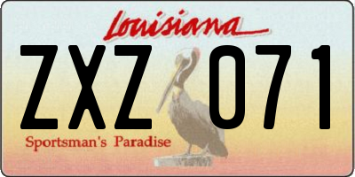 LA license plate ZXZ071