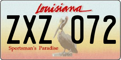 LA license plate ZXZ072