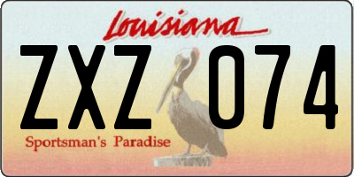 LA license plate ZXZ074