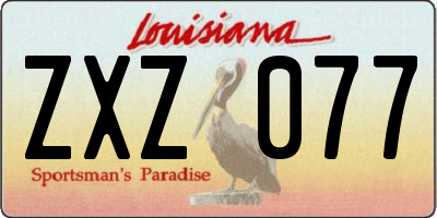 LA license plate ZXZ077