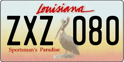 LA license plate ZXZ080