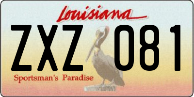 LA license plate ZXZ081