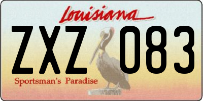 LA license plate ZXZ083