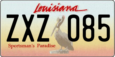 LA license plate ZXZ085