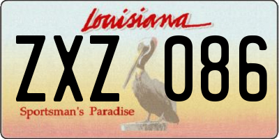 LA license plate ZXZ086