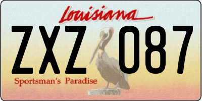 LA license plate ZXZ087