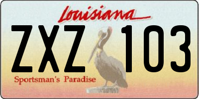LA license plate ZXZ103