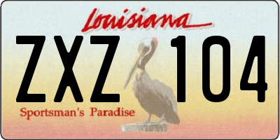 LA license plate ZXZ104
