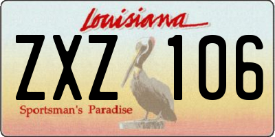 LA license plate ZXZ106
