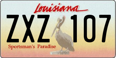LA license plate ZXZ107