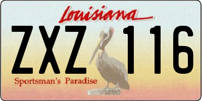 LA license plate ZXZ116