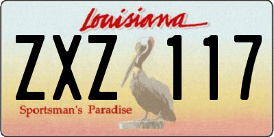 LA license plate ZXZ117